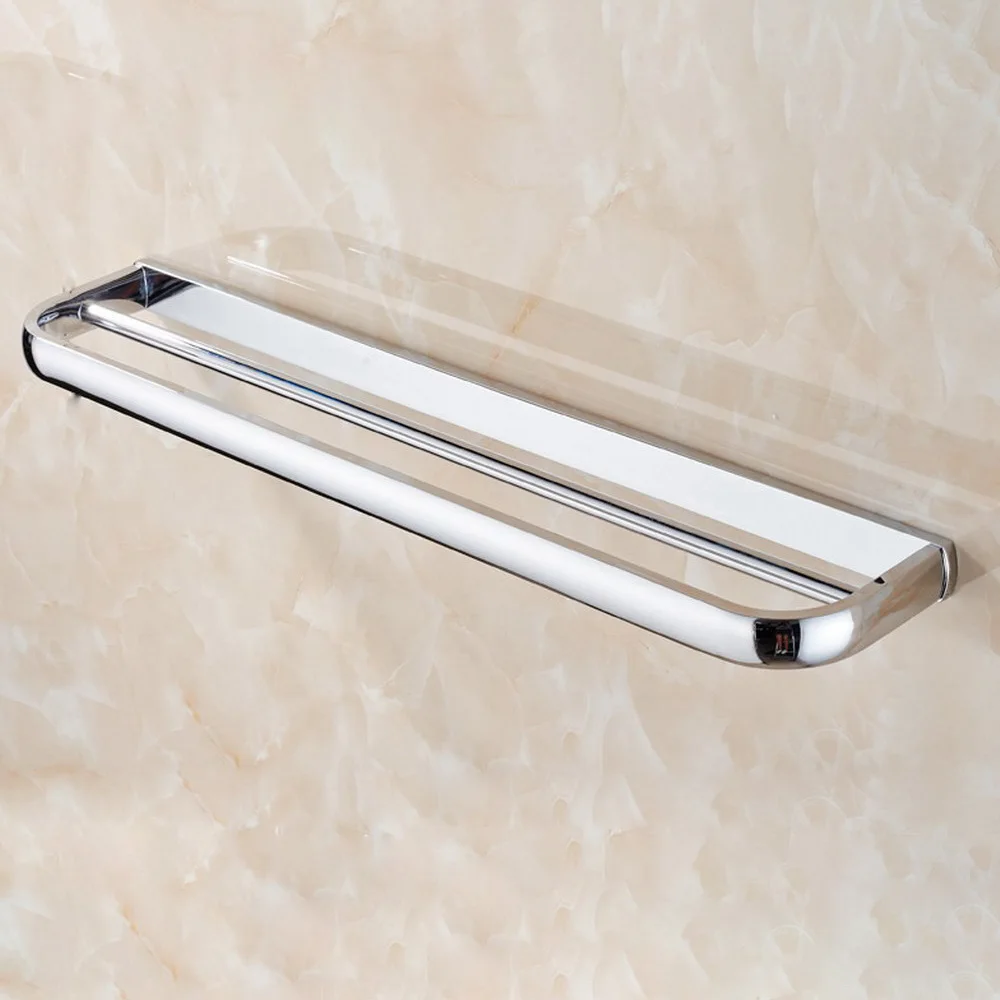 Chrome Finish Bathroom Accessory / Modern Wall Mounted Double Towel Bars Holder Lba832