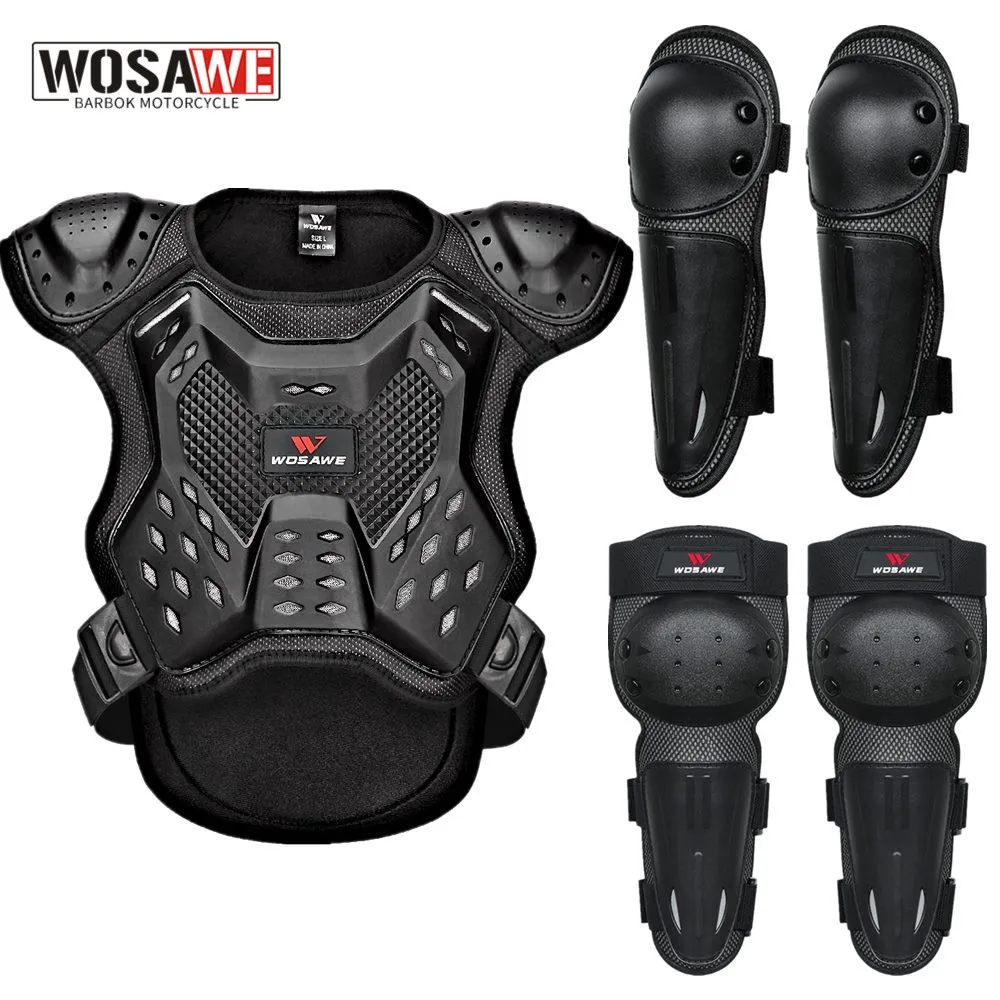 

WOSAWE Kids Armor Vest Knee Elbow Pads Bike Protection Set Motorcycle Skateboard Snowboard Sports Skiing Full Body Protector