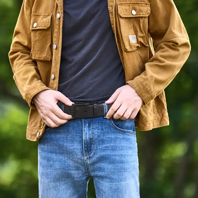 New Luxury Belt for Men PU Leather Belt Metal Pin Buckle High Quality Famous Brand Designer Waist Strap Belt for Jeans Plus Size