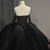 Light Black Long Sleeves Princess Quinceanera Dresses 2024 Off Shoulder Tull Gillter Sequins Lace-up Vestidos 15 años 6708 6