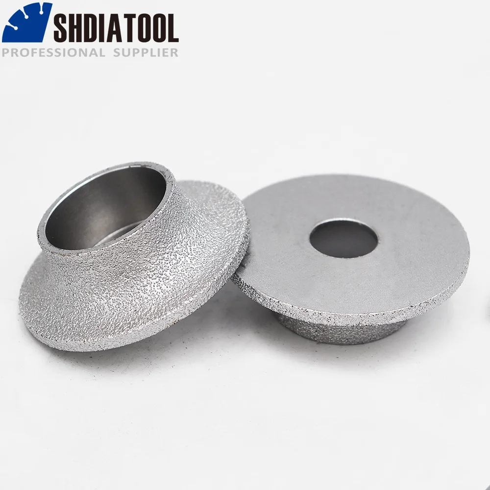 SHDIATOOL 2pcs Dia75mm Vacuum Brazed Diamond Profile Grinding Wheel For Demi-bullnose (15mm+20mm) Vacuum Brazed Diamond Tools