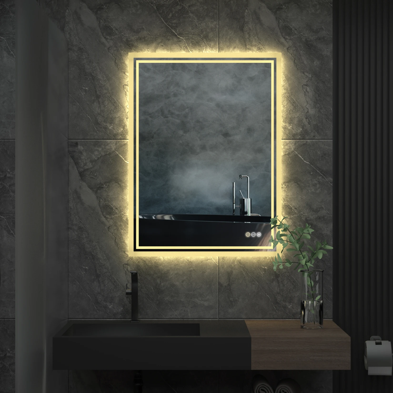 Espejo de Baño LED RGB, espejo de tocador retroiluminado grande con luces,  espejo iluminado RGB para pared, antivaho, regulable, CRI 90 - AliExpress