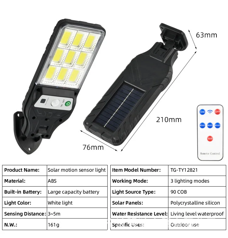 Description Picture 2 of item1~8PCS Powerful LED Solar Outdoor Lights Courtyard Wall Lamp 3 Modes Human Body Induction Garden Terrace Garage Street Lighting
