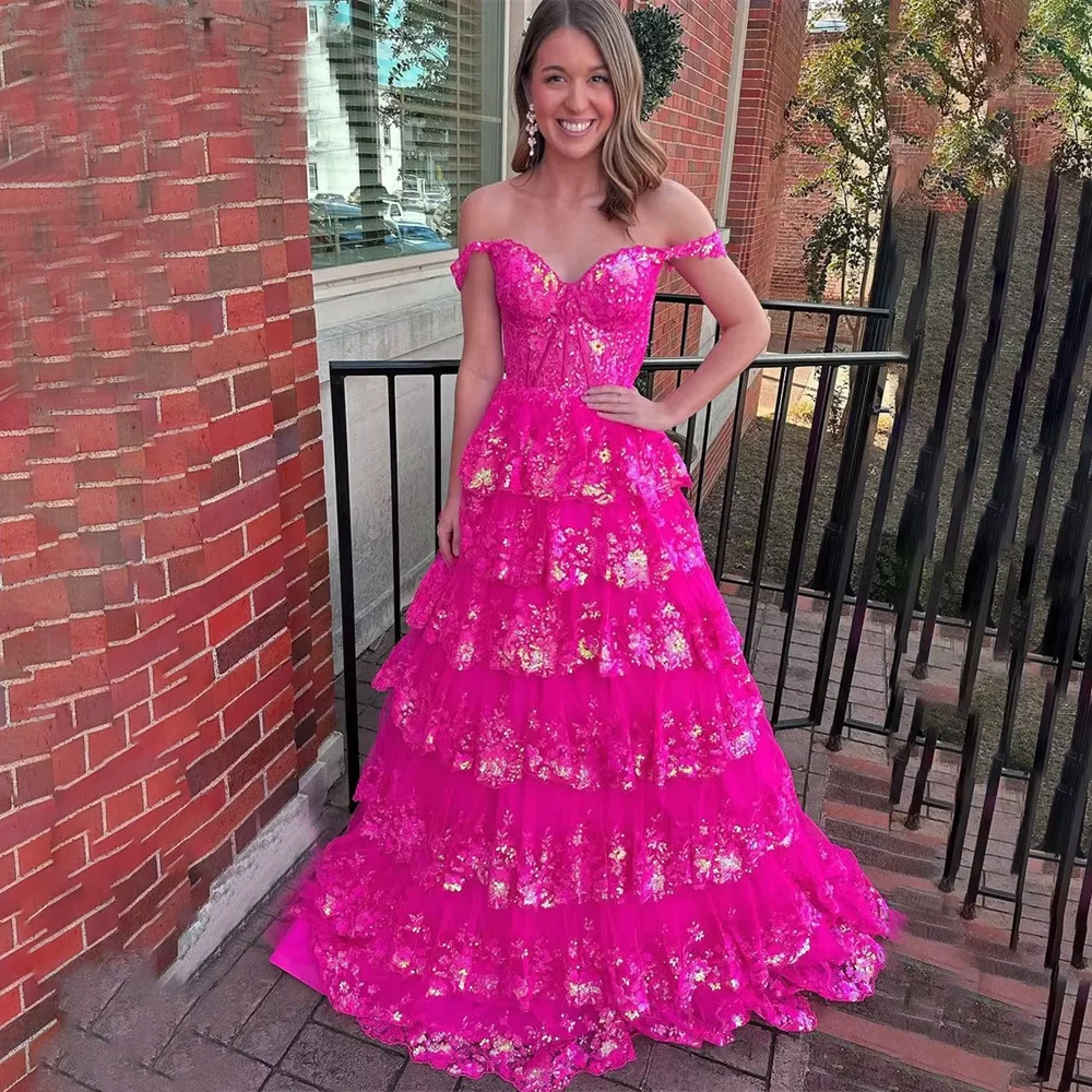 Puffy Gold Evening Dress Off Shoulder Sweetheart Layered Prom Dress Appliques | eBay Puffy Gold Evening Dress Off Shoulder Sweetheart Layered Prom Dress Appliques | eBay