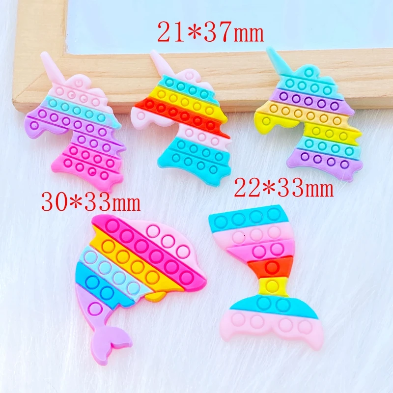 20Pcs New Cute Fishtail Unicorn Dolphin Rainbow Series PVC Flexible Glue FlatBack DIY Scrapbook Embellishment Phone Craft Decora