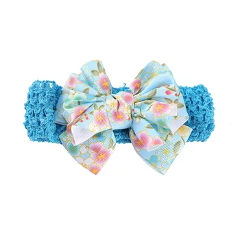 Baby Bows Headbands Lot Elastic Knit Toddler Baby Girls Flower Headband Floral Prints Infant Hair Accessories Kids Headwear 6