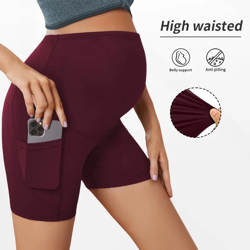 Maternity Clothing Leggings Yoga Shorts Pants High Waist Sports Minimalist Shorts Pregnant Woman Pants - 4