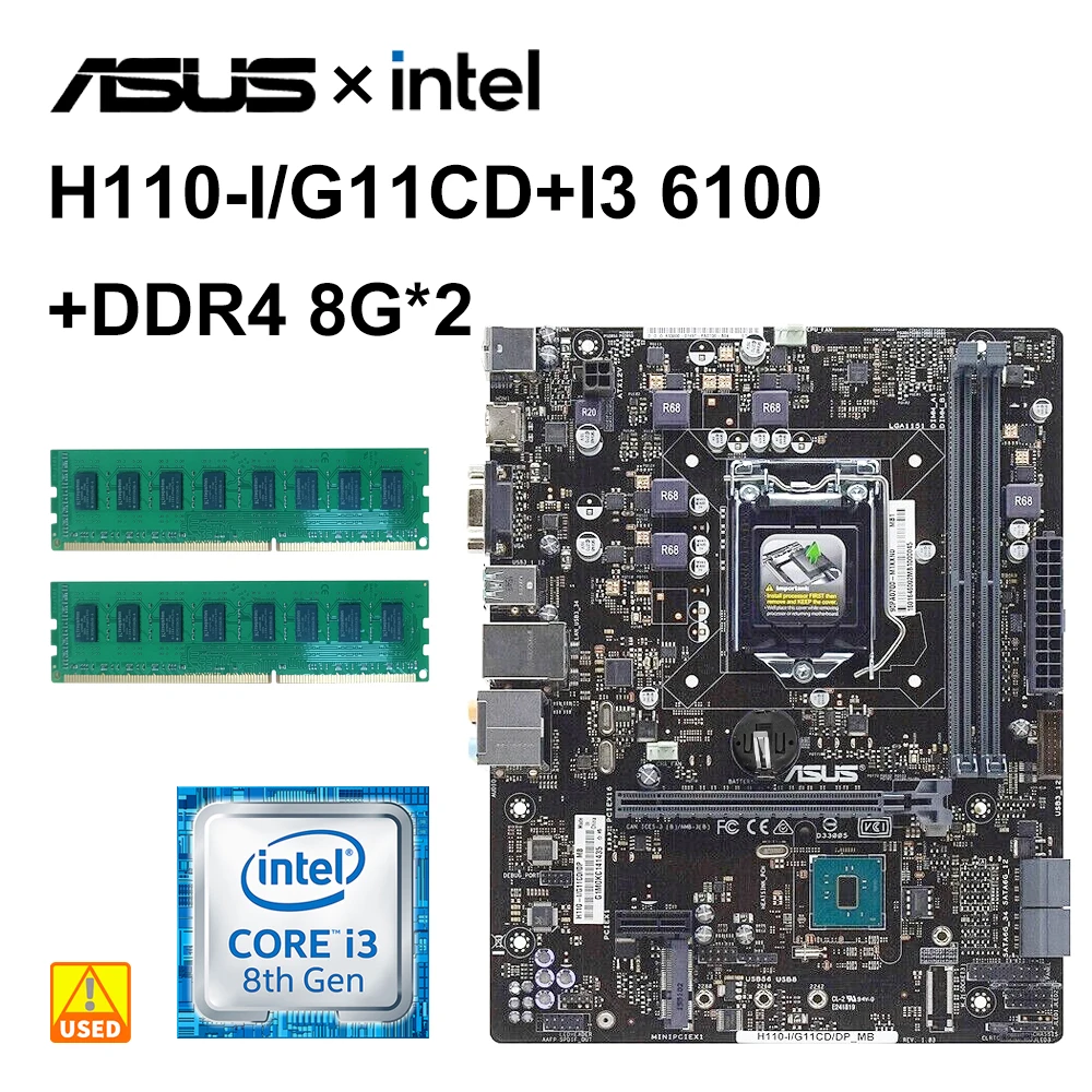 Asus H110m A Sockel 1151 Intel H110 Chipsatz H110-I Motherboard Kit LGA 1151 DDR4 ASUS H110-I M32CD4 I3 6100 2xDDR4