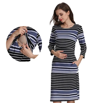 Women Maternity Dress Breastfeeding Clothes Nursing Wear for Pregnant Clothing Mommy Style Cotton New Spring US Size