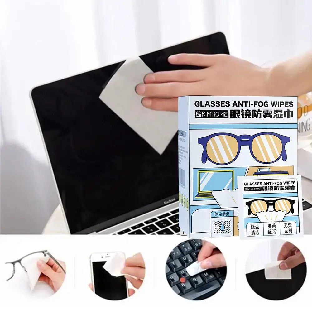 100sheets Disposable Anti-fog Wipes for Glasses Wet Wipe Dust Remove Cleaning Rearview Mirror Swimming Goggle Phone Screen Wipes