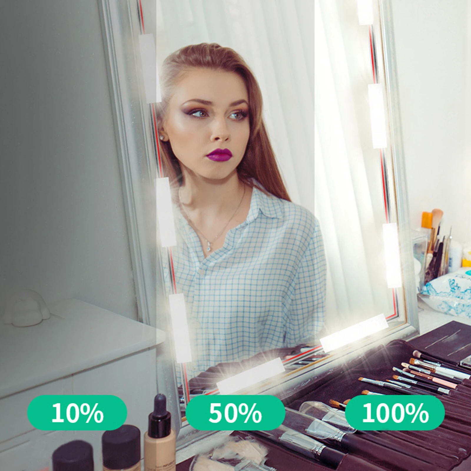 LED Makeup Mirror Lights 6/18/30/42 LEDs Dimmable Touch Control Vanity Bathroom Dresser Mirror Light with USB Cable Strip Lights