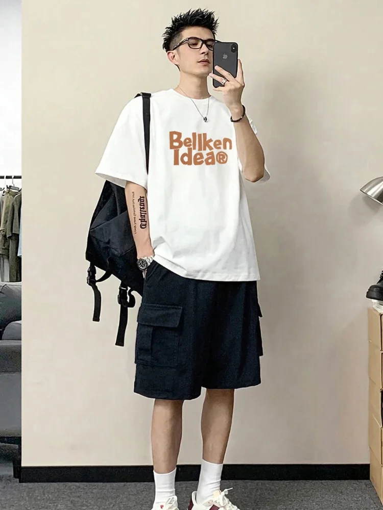 thumbnail image 1 of Conjuntos para hombre con estampado gráfico para entrenamiento, ropa básica de verano con alfabeto, camisetas, pantalones cortos, trajes para hombre, ropa juvenil emo esencial, 1 of 4
