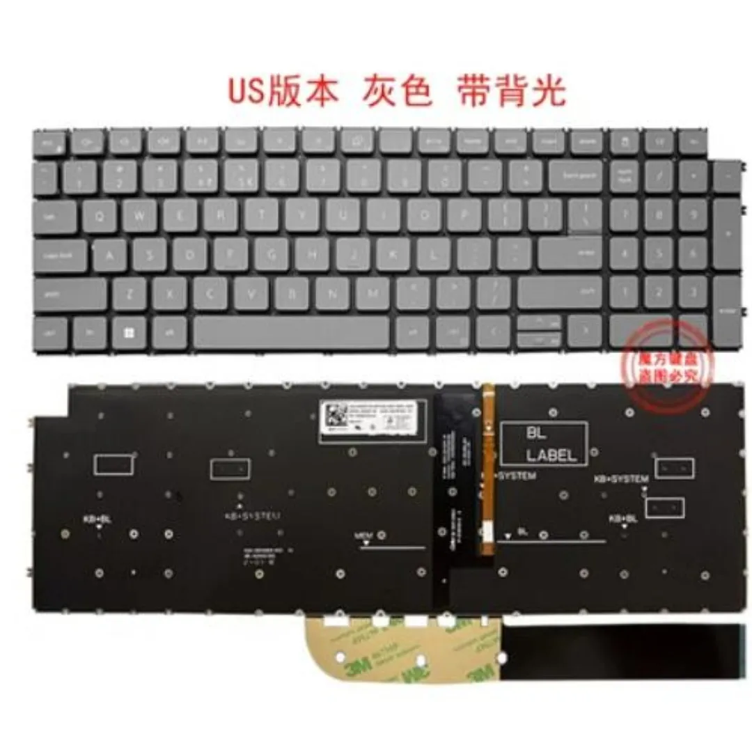 Tastiera Usa Per Dell Inspiron 15 3510 3511 P112F 3515 3525 P106F 7610 P107F 15 5515 7510 16 Plus 7610 Retroilluminato Grigio