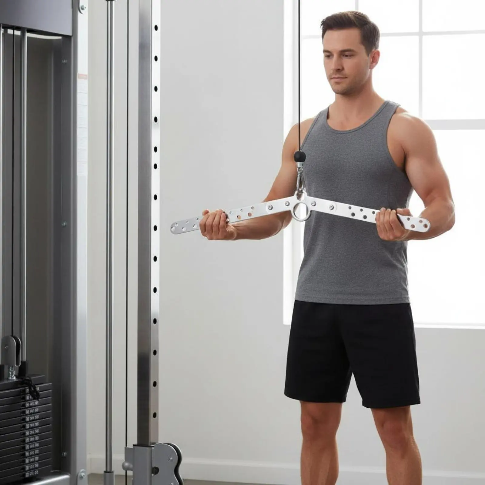 Barre de tirage dorsal réglable renforcée pour bodybuilders - Barre dorsale ajustable pour musculation