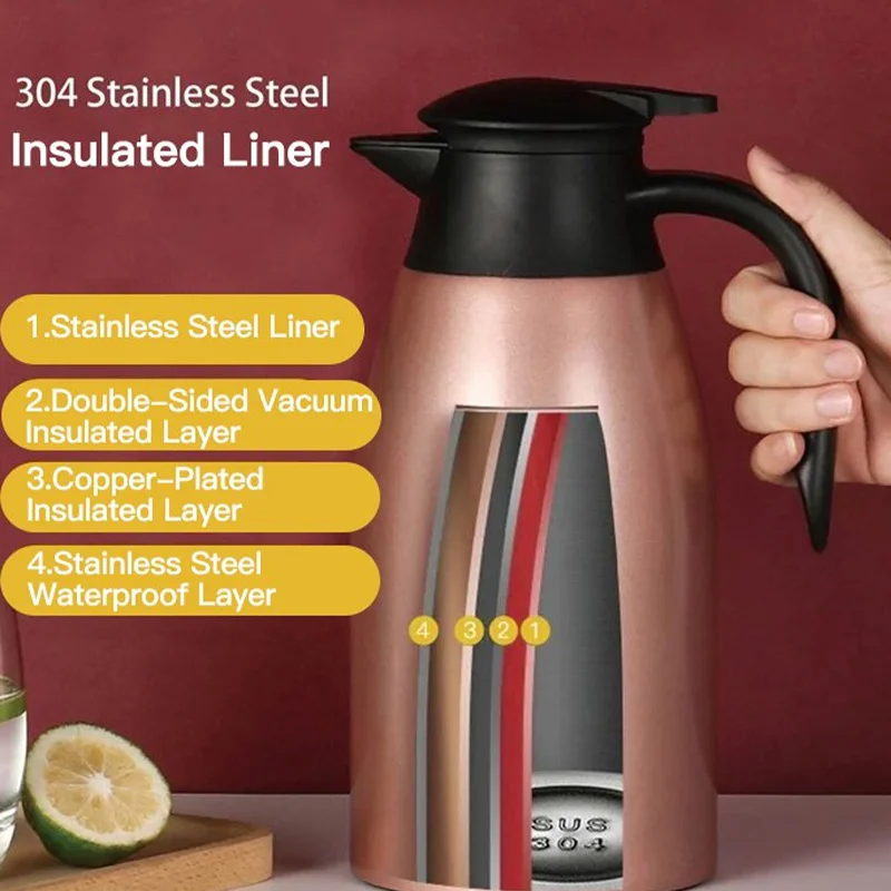 Stainless Steel Cup Xiaomi 2L Thermal Coffee Bottle Vacuum Flasks Office Hot Coffee Thermos Insulation