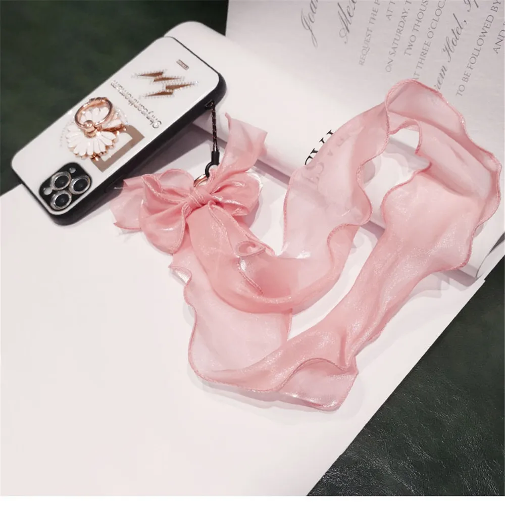 

net yarn bow lanyard Anti Lost Mobile Phone Wrist Straps neck hanging chain For iPhone12 Samsung Xiaomi USB Gadget Key 2023