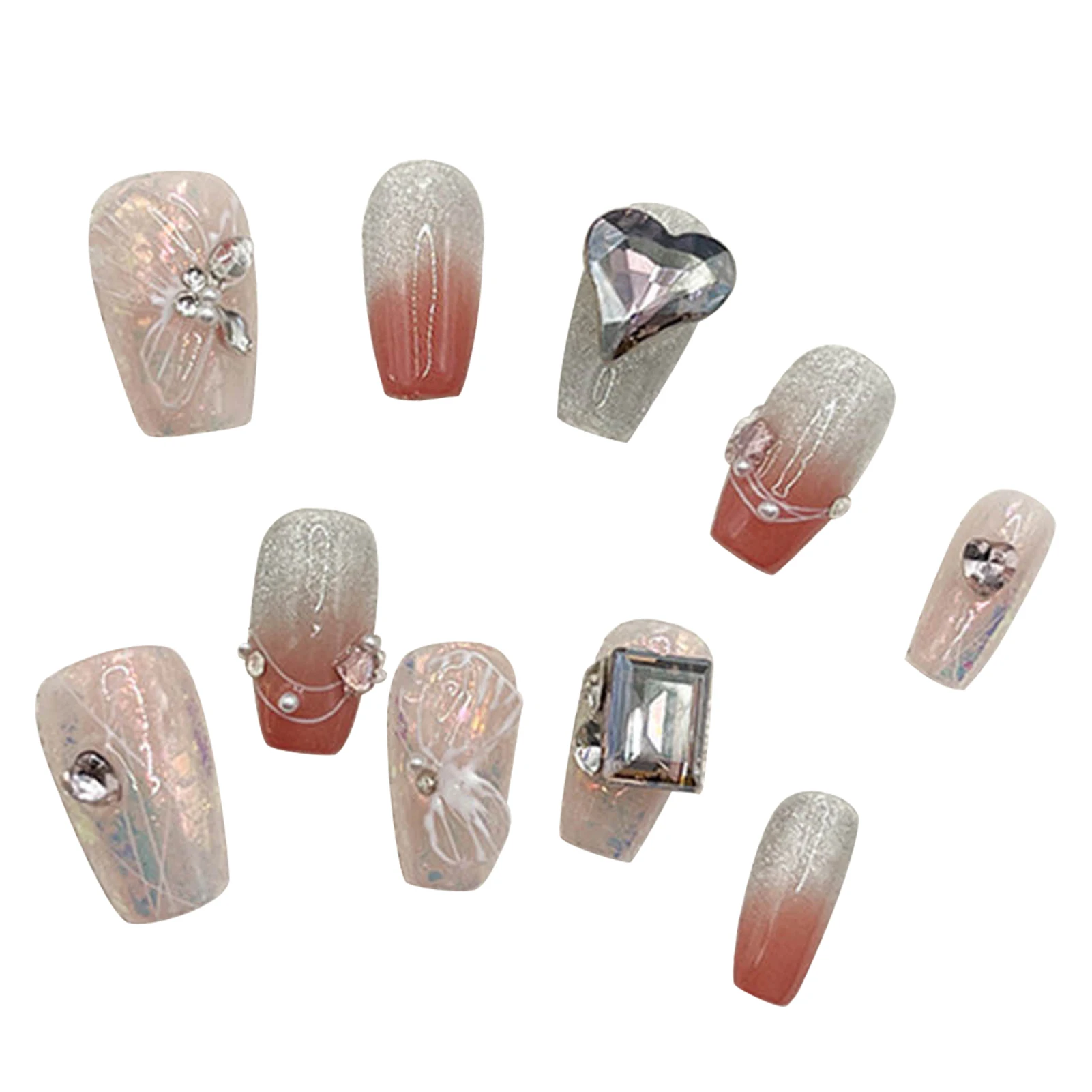 

Pink Smudging Fake Nails with with Harmless and Smooth Edge Nails for Hot Girl Dress Matching