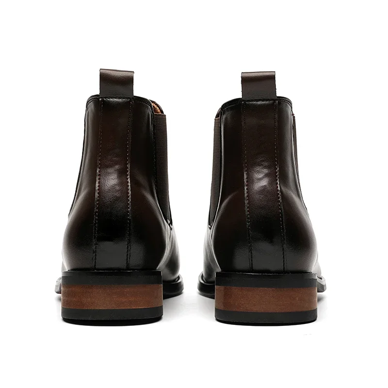 New Brown Chelsea Boots for Men Black Microfiber Ankle Round Toe Business Boots Men with  Size 38-44 Men Boots