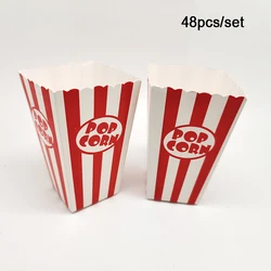 Set of 12 Striped Popcorn Boxes - 5x5x11.5cm (48pcs)