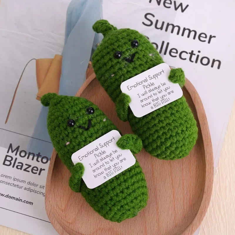 10/1PCS Handmade Emotional Cucumber Cute Handwoven Pendant Funny Crochet Positive Energy Cucumber Gift Home Office Decoration