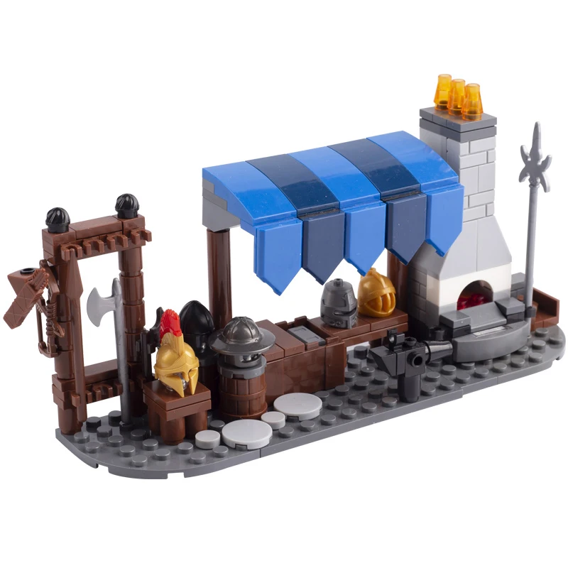 medieval military building blocks MOC Medieval Military Building Blocks Soldiers Figure Accessories Bonfire Tent Transport Carriage War Horse Weapon Bricks Toy