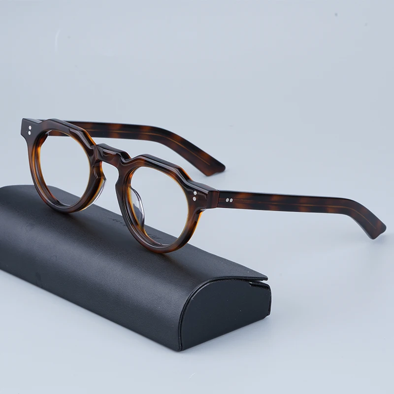 Japanese Top Quality Acetate Round Eyeglasses Frames Polygon Retro