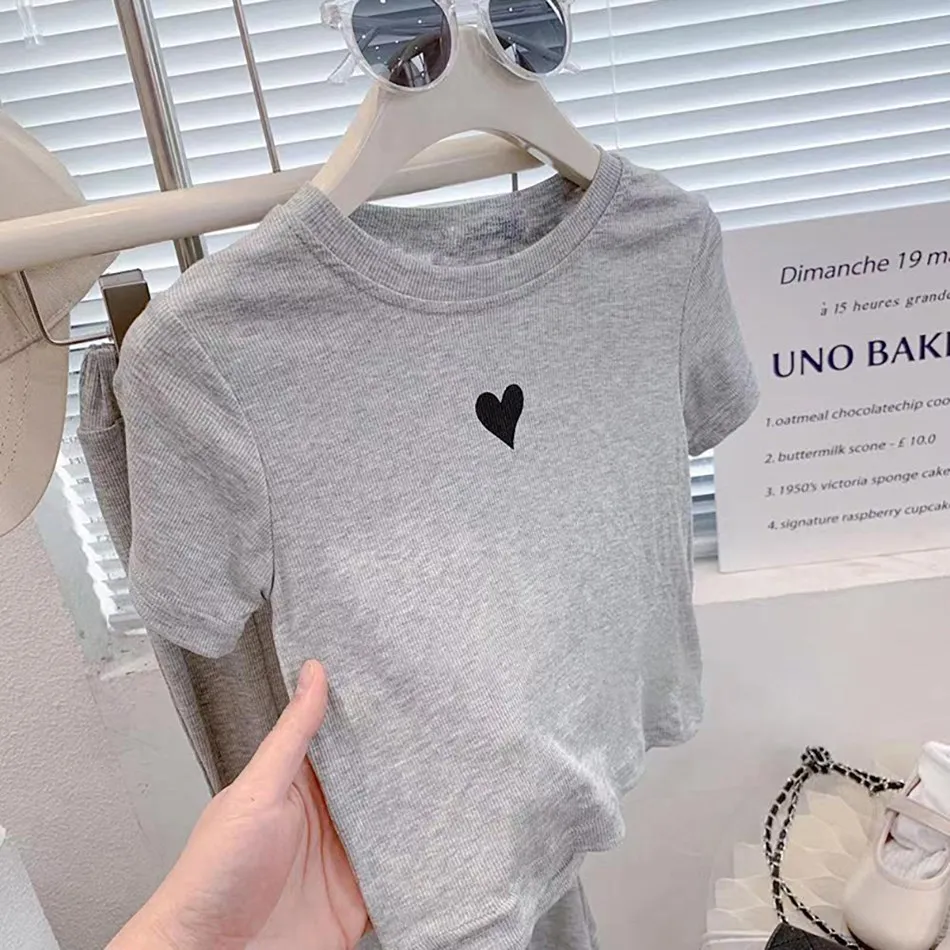 Baby Suit Girls Spring Autumn Korean Tops and Bottoms Kids Heart Outfit Children Casual T Shirt and Pants Clothing Set 2-10T