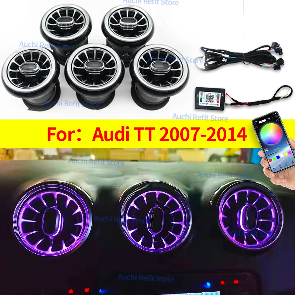 

256 цветов светодиодные вентиляционные отверстия для Audi TT 2007-2014 APP Control автомобильный кондиционер переменного тока Turbo Outlet декоративная лампа окружающего света ремонт