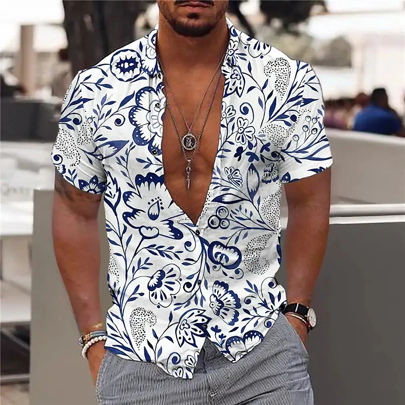 2022 Flower Shirt Trendy Men 3d Shirt Hawaiian Shirts Men Clothes Loose Men's Shirt Summer Male Shirt Street Casual Short Sleeve