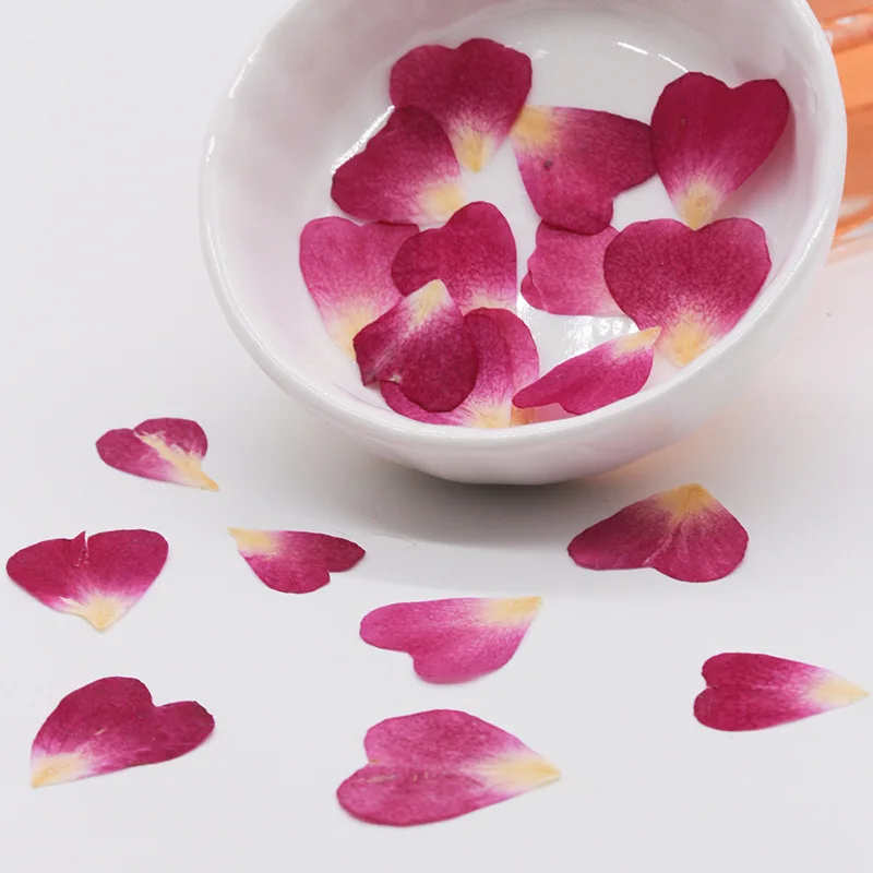 Heart Shape Pressed Dried Rose Petals 100pcs 1cm Wedding Girl Basket Aisle Scatter Dinner Flowers Petals