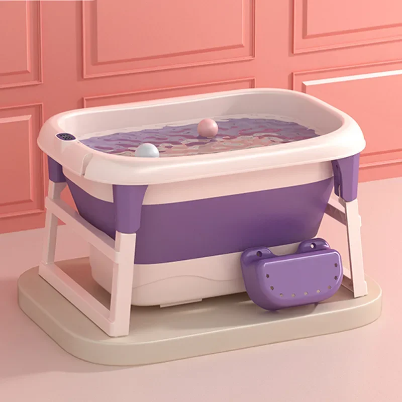 

Bath Bucket Home High Baby Bathtub Can Sit Can Lie Portable Bathtub Children Folding Bath Basin Real-time Temperature Sensing