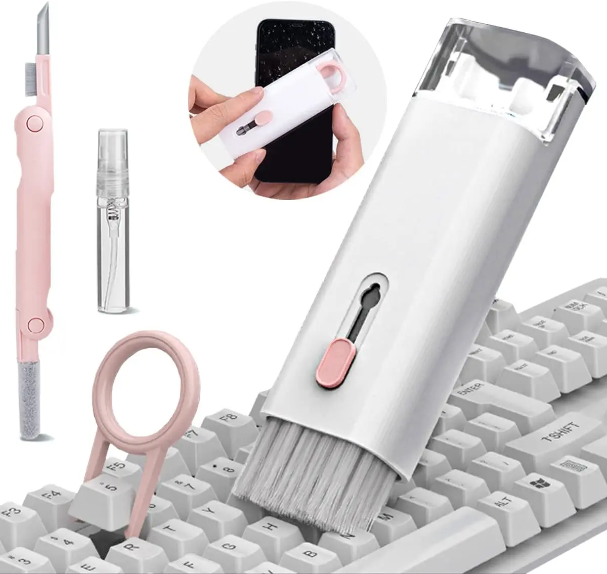 Kit Nettoyage Clavier 20 en 1, avec Brosse de Nettoyage Clavier,  Accessoires de Nettoyage pour AirPods