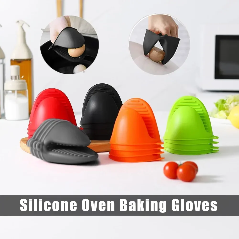 Anti Heat Oven Baking Glove Silicone Mittens Microwave Oven Gloves Heat Insulation Anti-slip Grips Bowl Pot Clips Kitchen Gadget silicone oven mitts kitchen gloves silicone oven gloves