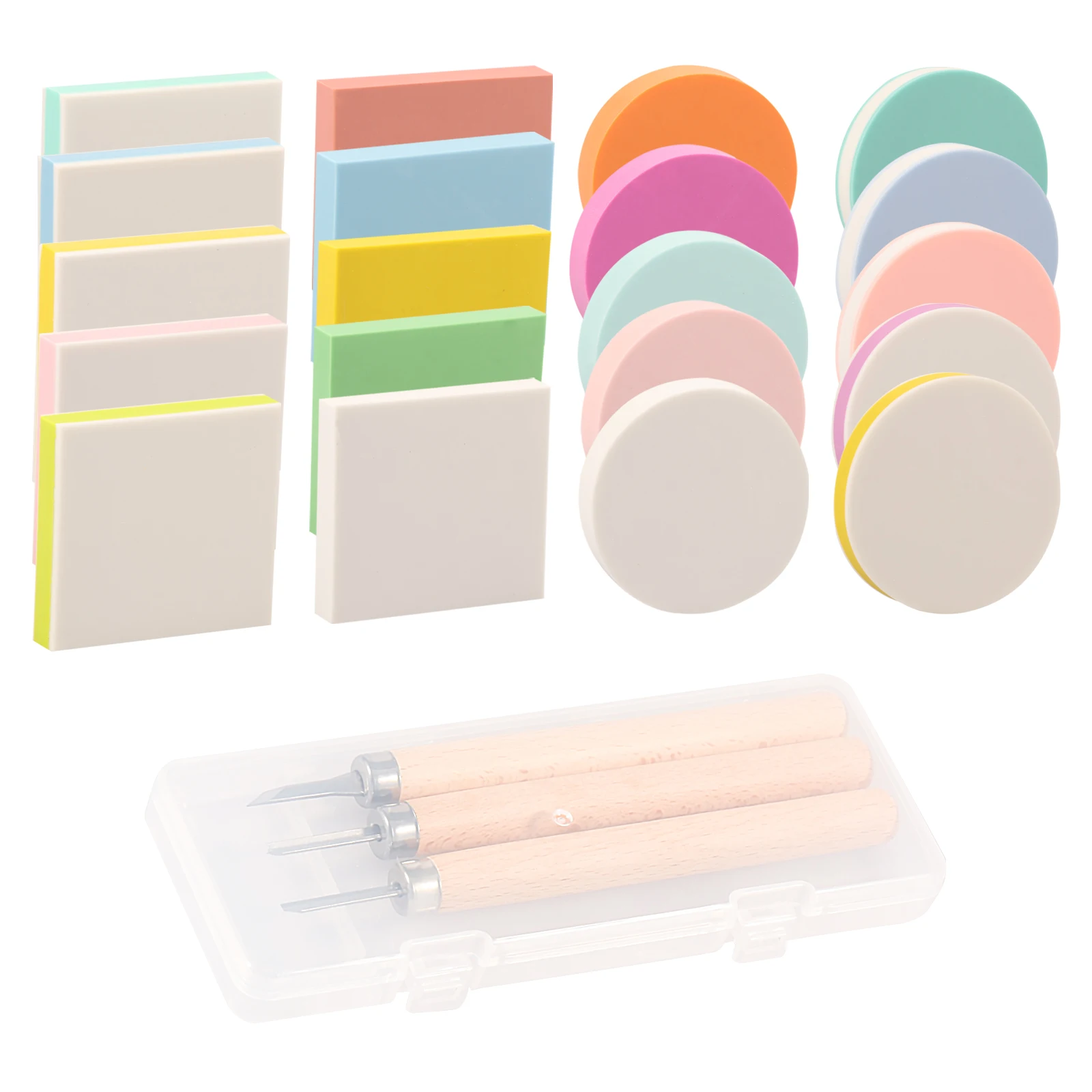 23Pcs Mixed Rubber Stamp Carving Blocks Set Carve Block Printing Carving Block Kit Rubber Blocks with Knives
