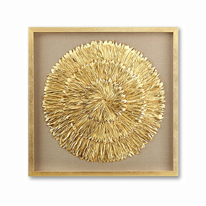 

Creative Gold Feather Oil Painting Living Room Background Wall Decoration