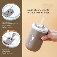 Stainless Steel Thermos Cups Coffee Thermal Mug with Straw Leak Proof Travel Car Double Layer Insulated Milk Tea Water Bottle 3