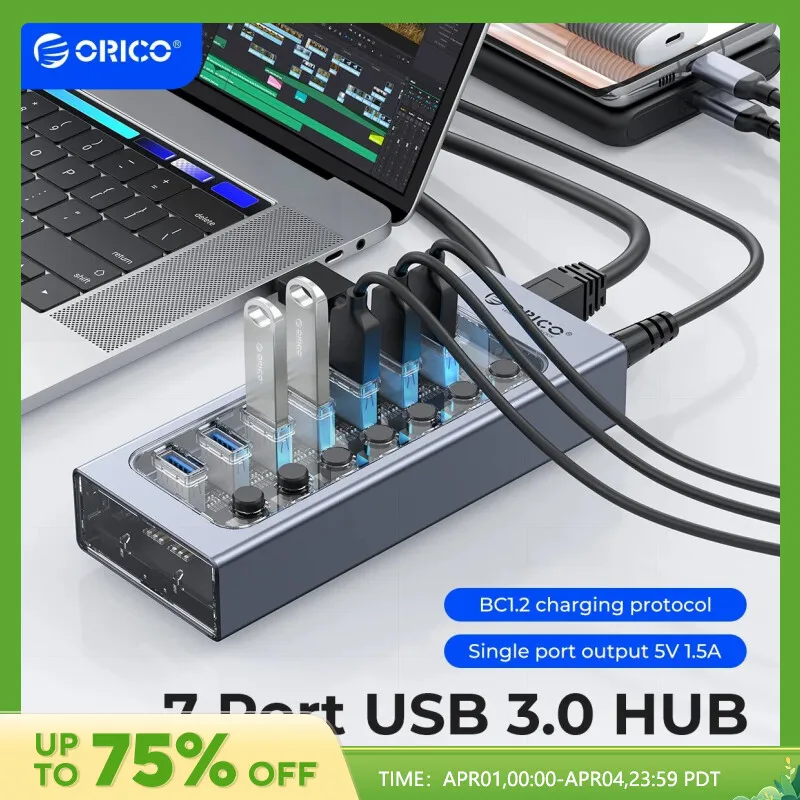 LogiLink 4-port USB 2.0 hub with aluminium housing and incl. power supply