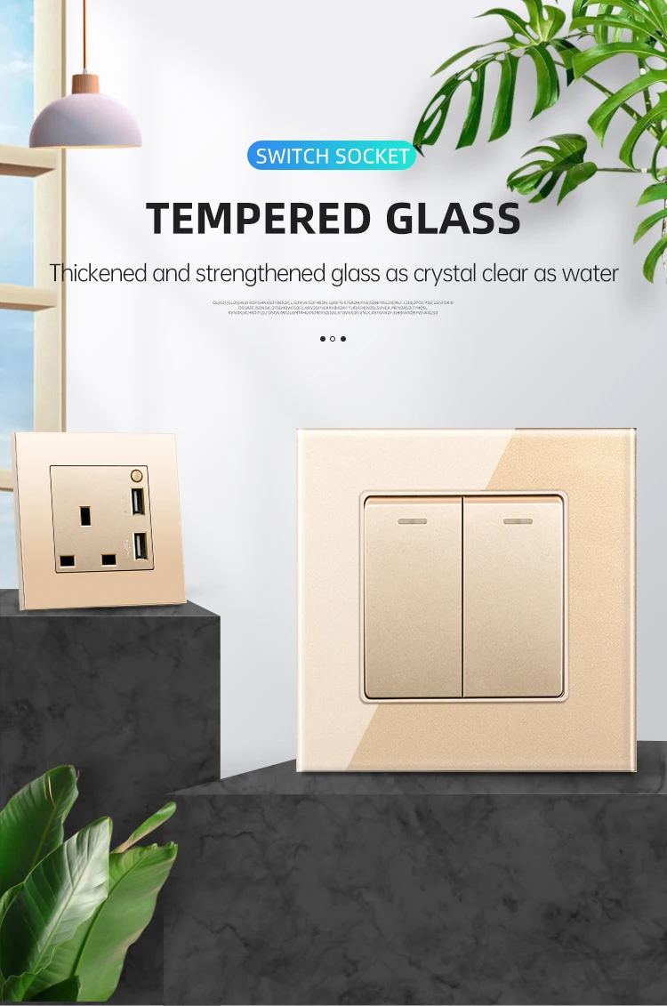 pssrise francês ue reino unido interruptor de luz de parede tomada com carregador usb painel de vidro temperado tel tomada de tv computador