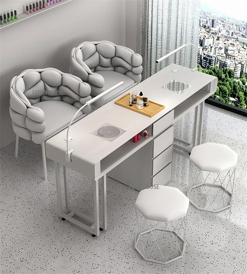 Description Picture 6 of itemModern Beauty Salon Single Double Manicure Tables Chair Professional Manicure Table  Multifunctional Nail Table Salon Furniture