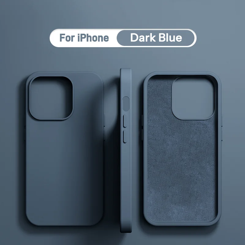 thumbnail image 1 of Funda protectora suave de silicona líquida de lujo para iPhone 15, 14, 13, 12, 11 Pro Max Plus, accesorios de teléfono mini 7, 8, XS, XR, X, 1 of 5