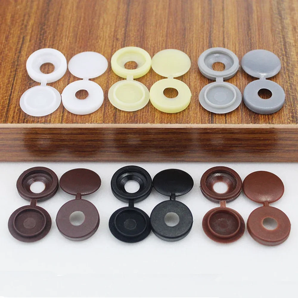 Plastic Hex Nut Caps 100pcs Hinged Plastic Screw Cap Cover Nuts Fold Snap Protective For Car Furniture Decorative