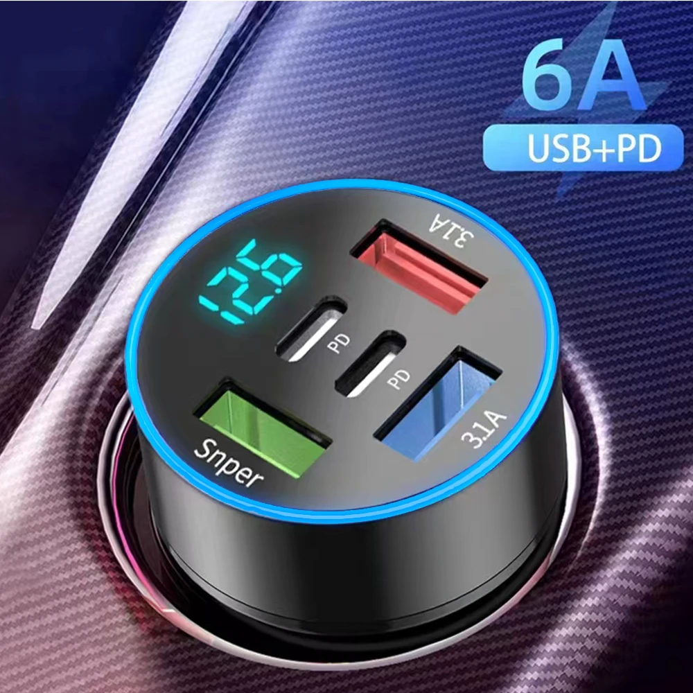 High-Power 5-Port USB Car Charger with Fast Charging Adapter