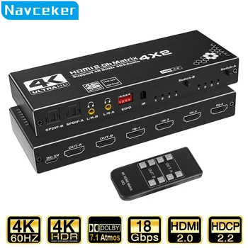 2023 HDMI 매트릭스 스위치 스플리터, SPDIF L/R 3.5mm HDR HDMI 호환 스위치 ARC, PS5 용, 4K @ 60Hz, 4 in 2 out, 4x2