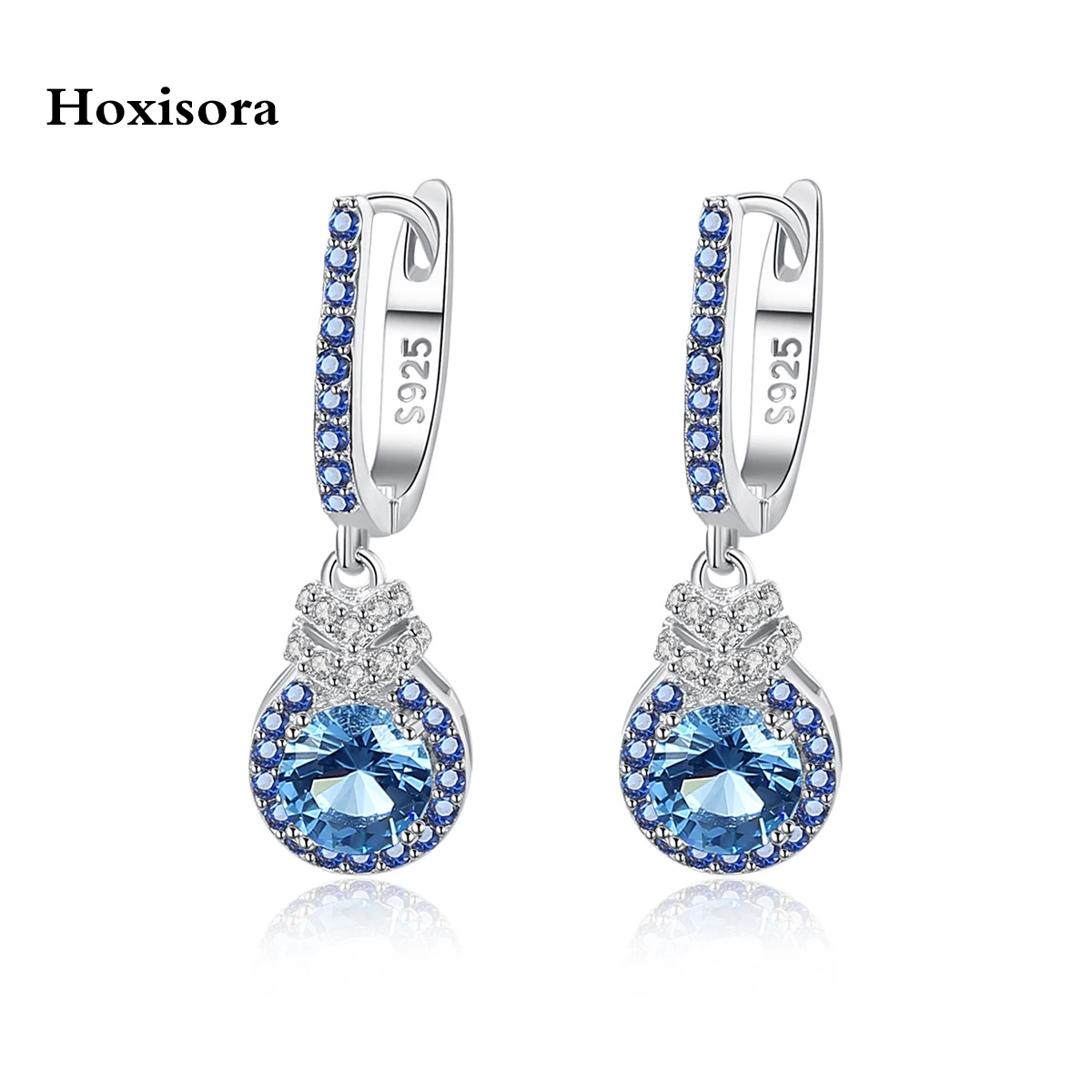 

Серьги Hoxisora небесно-голубые из серебра пробы с разноцветной пряжкой для ушей, нежный комплект из микро сапфировых украшений для девушек