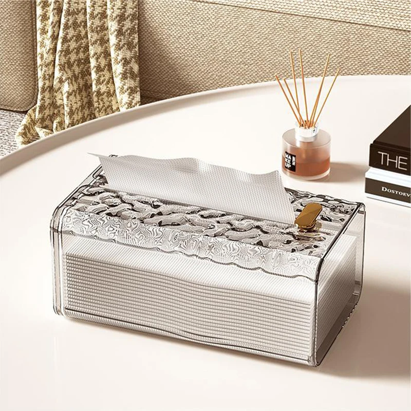 Luxury Tissue Box Wall-Mounted Acrylic Transparent Tissue Box Table Napkin Holder Bathroom Paper Box Tissue Paper Dispenser 4