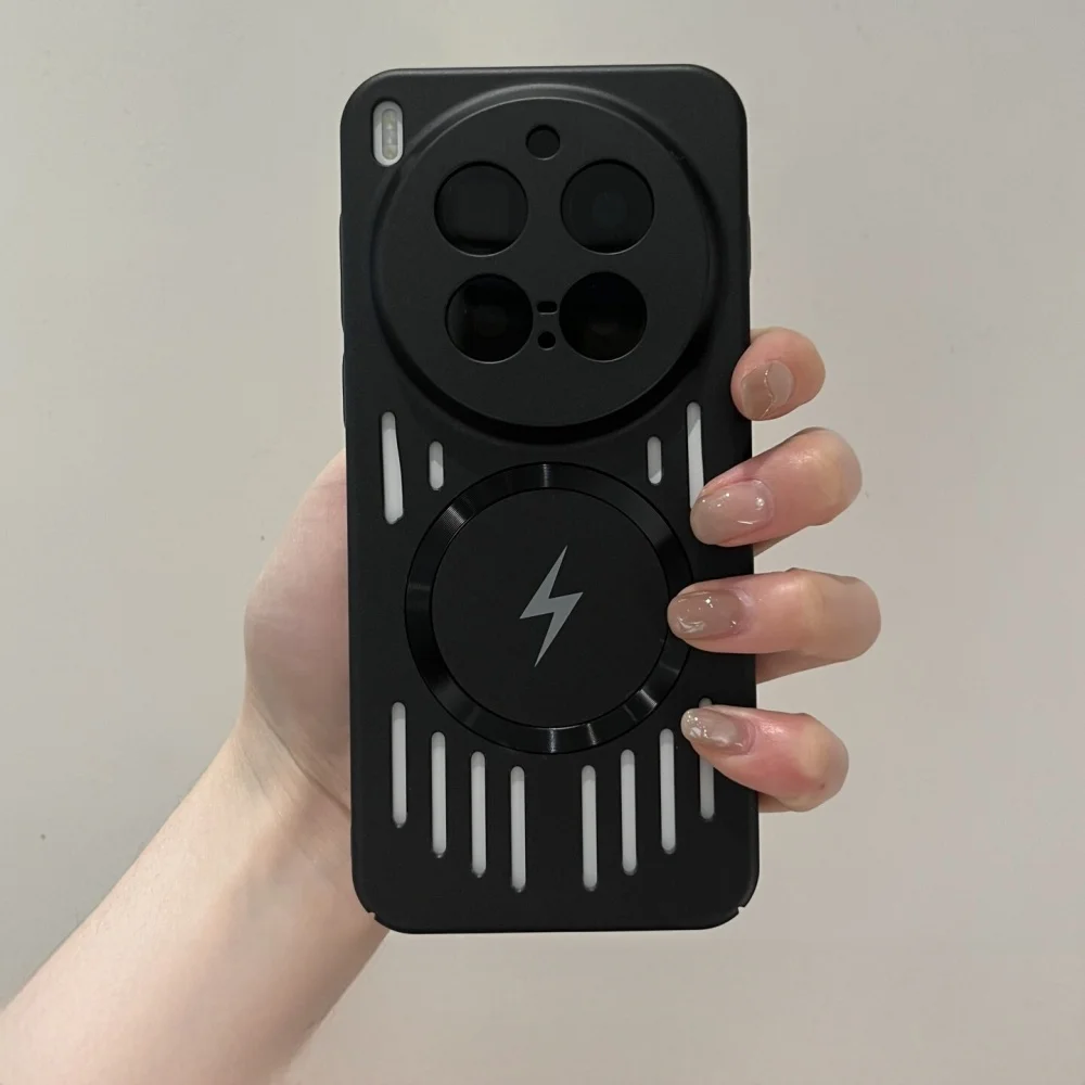 Luxury Mesh Heat Dissipation Magnetic Phone Case - Frosted Full Bumper Cover with Wireless Charging
