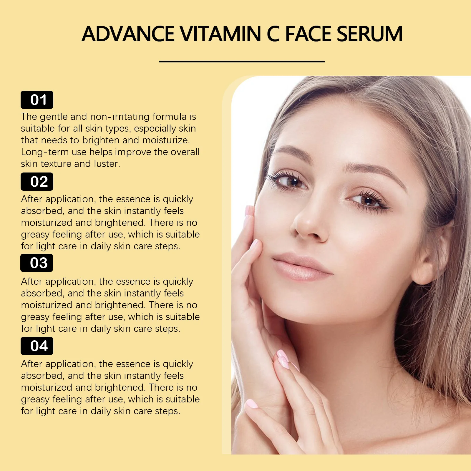 Anti Aging Facial Serum Vitamin C Reduce Fine Lines Forehead Wrinkles Moisturizing Smoothing Skin Repairing Firming Face Serum 6