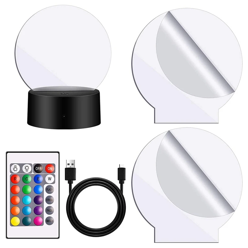 DIY 3D Night Light Base Set With Adjustable 7 Color Change Decorative