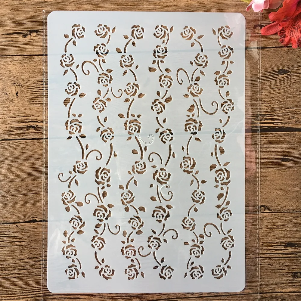 

A4 Flower Floral Line DIY Craft Layering Stencils Painting Scrapbooking Stamping Embossing Album Paper Card Template