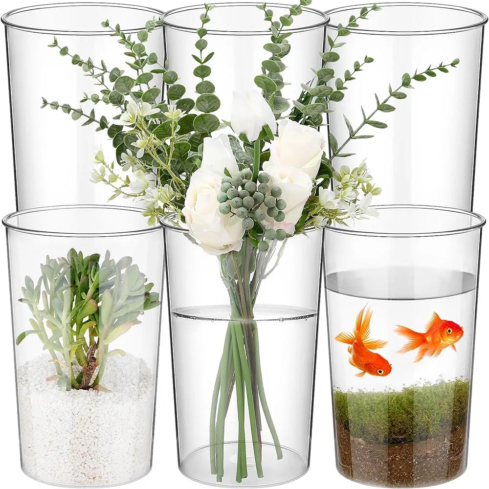 Royal Imports フラワーアクリル花瓶 装飾センターピース ご自宅や結婚式用 壊れにくい キューブ型 4インチx4インチ 高さ4インチ Royal Imports フラワーアクリル花瓶 装飾センターピース ホームまたは